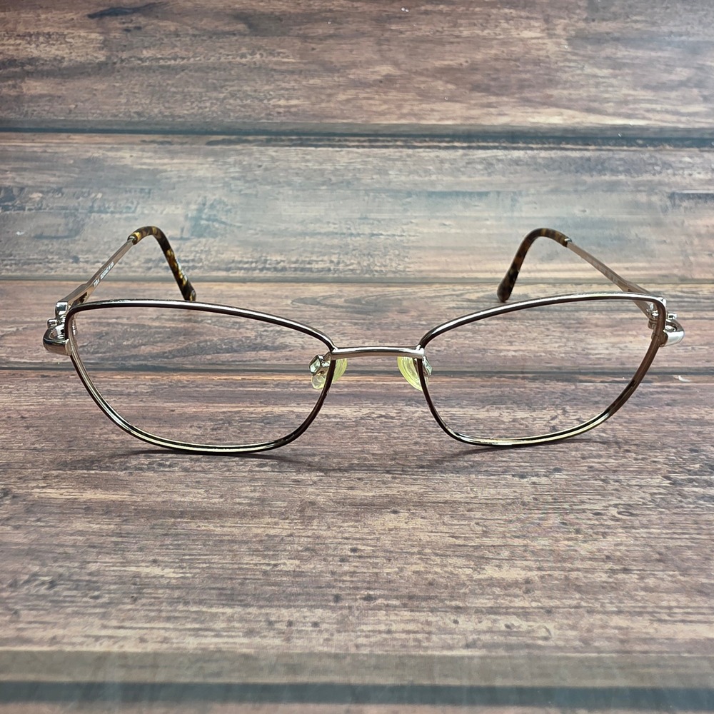 Tura R582 BRN Brown Metal Eyeglass Frames Crystal Accents 50-16-135 Japan